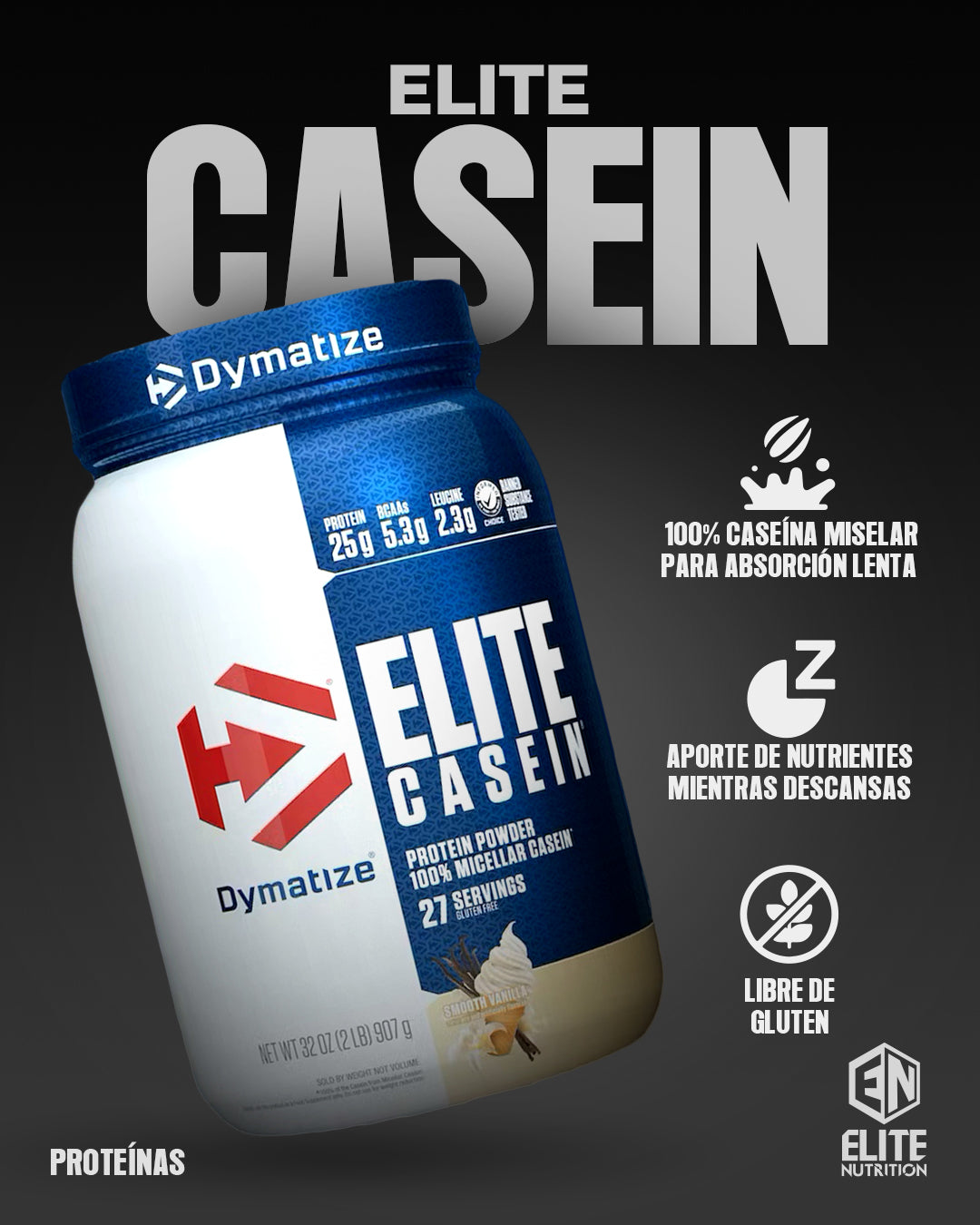 Elite Casein 4 LB de Dymatize Nutrition