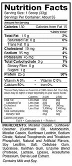 Elite Casein 4 LB Dymatize Nutrition Tabla Nutricional