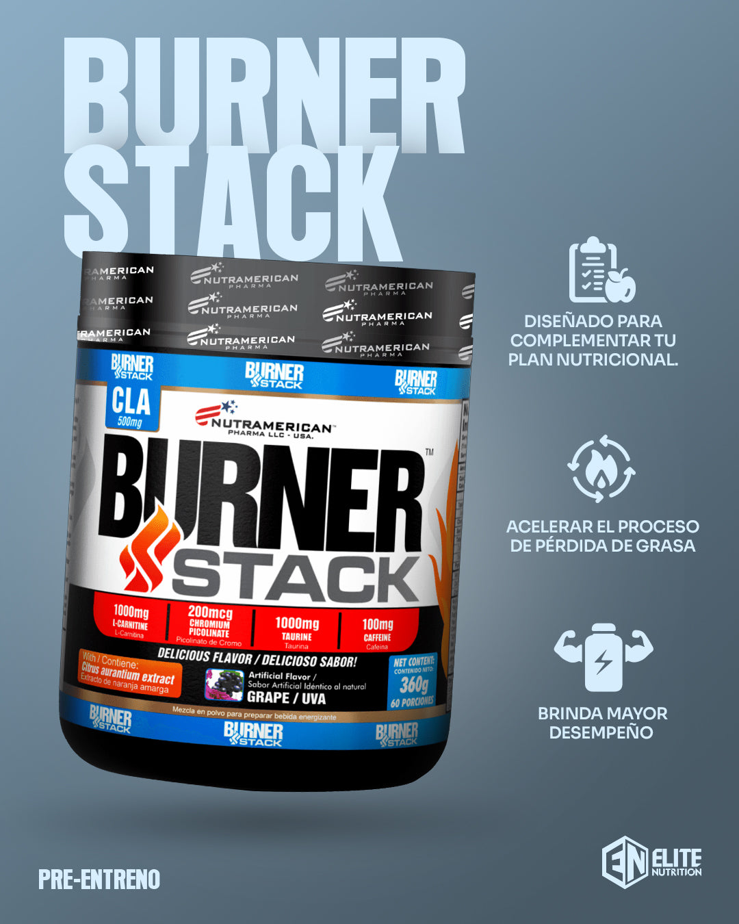 Nutramerican Burner Stack 60 Servicios