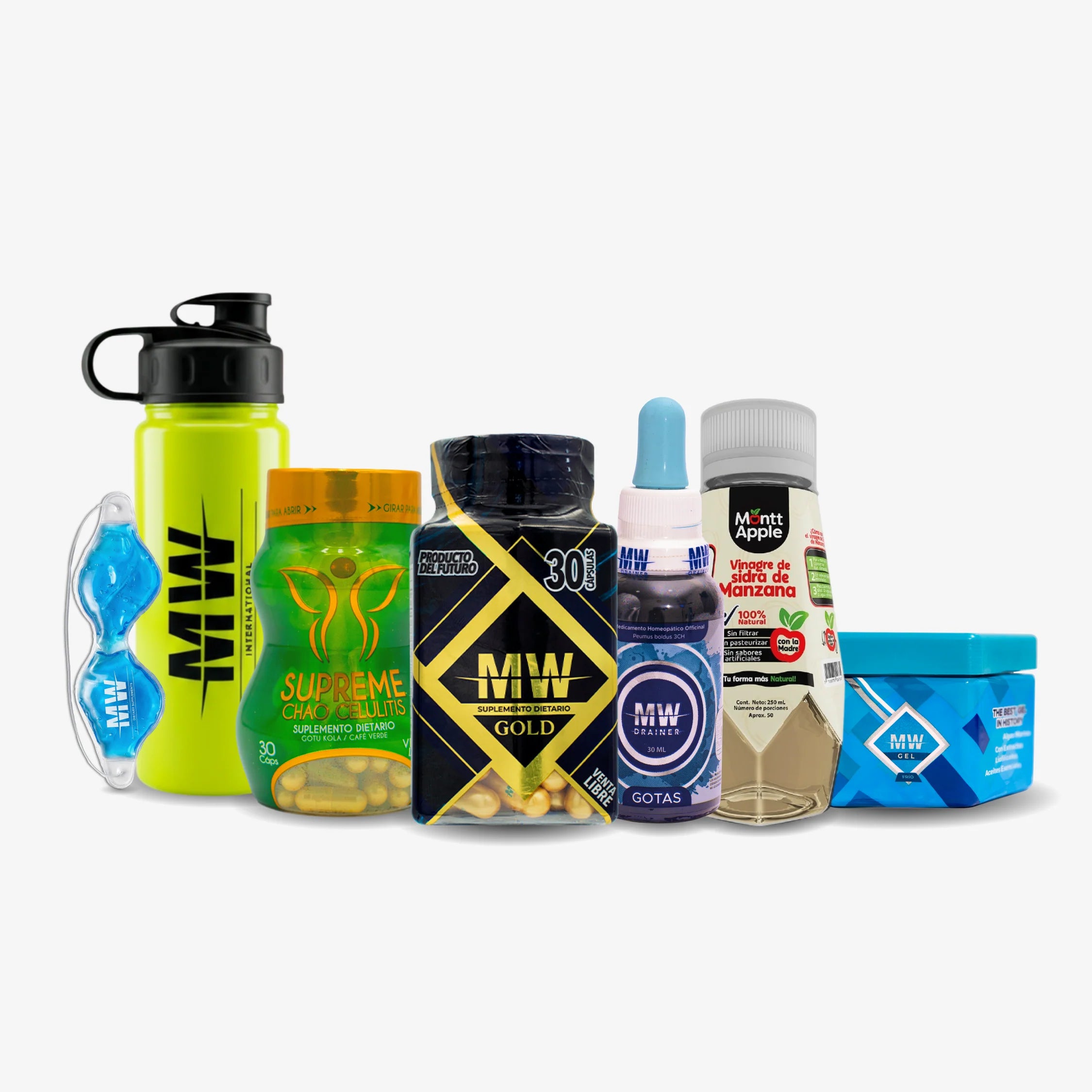 Mw Gold + Drenador + Gel Fria + Vinagre de Manzana + Chao Supreme + Gafas + Termo