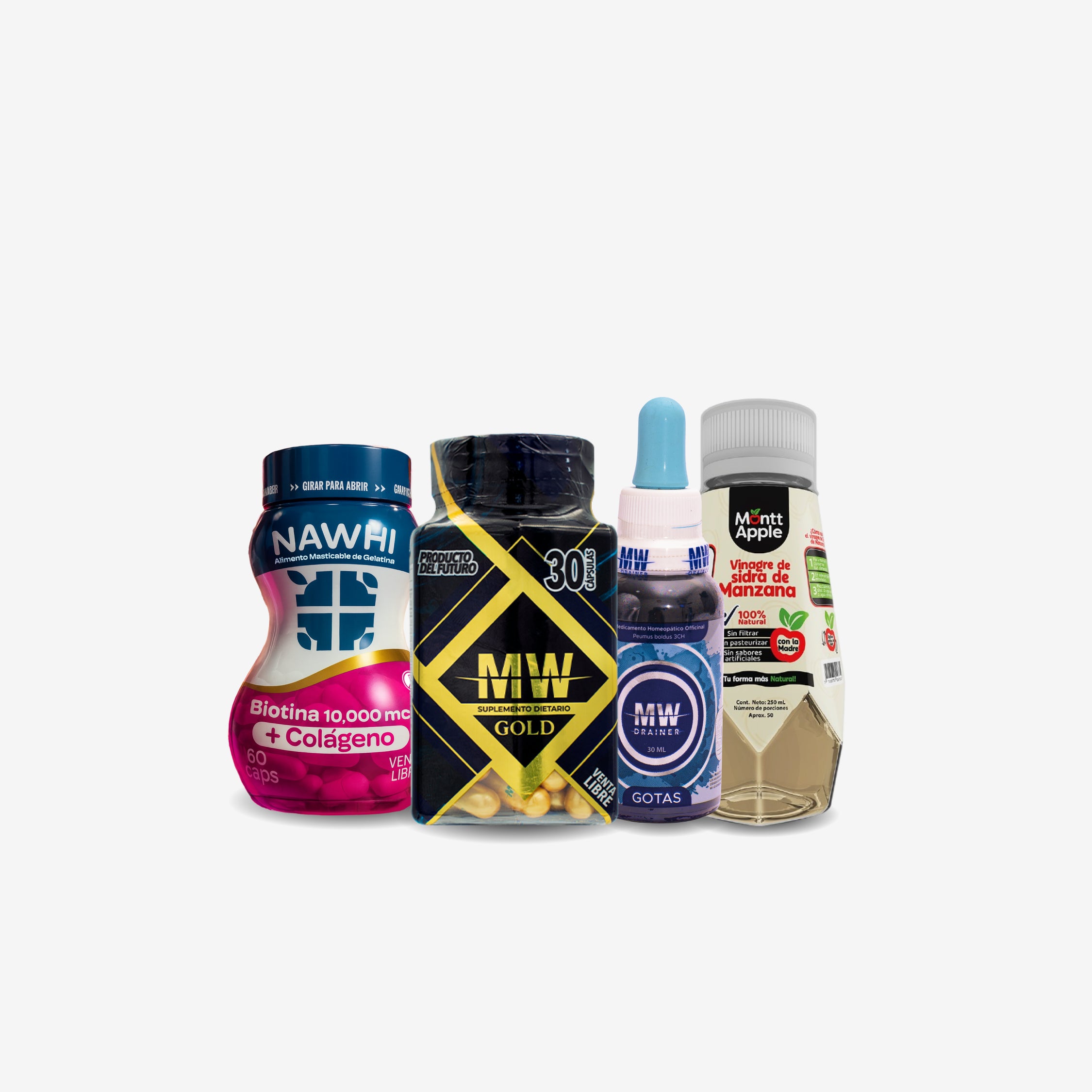Mw Gold + Drenador + Vinagre de Manzana + Biotina y Colageno
