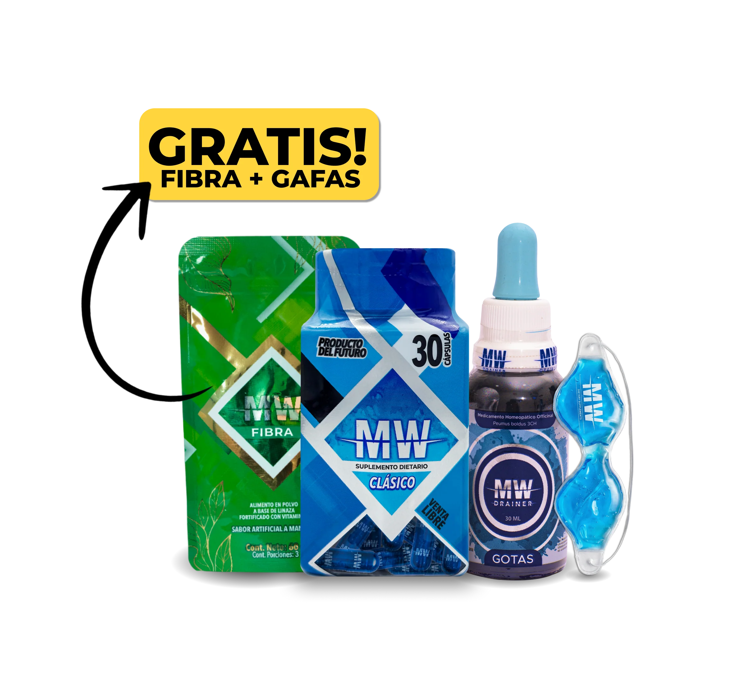 Mw Classic + Drenador + Gafas de Descanso + Sachet de Fibra