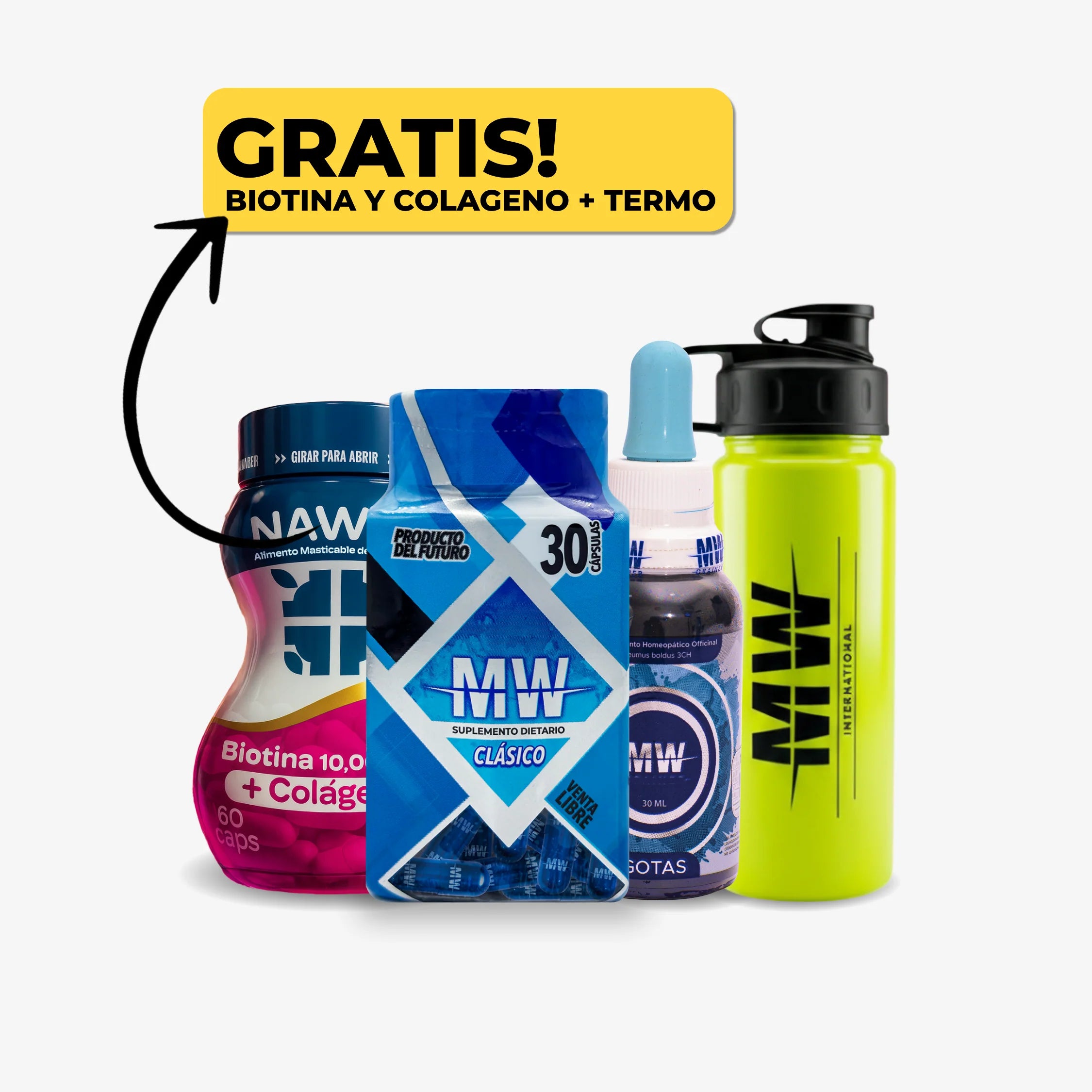 Mw Classic + Drenador Mw + Biotina y Colageno + Termo