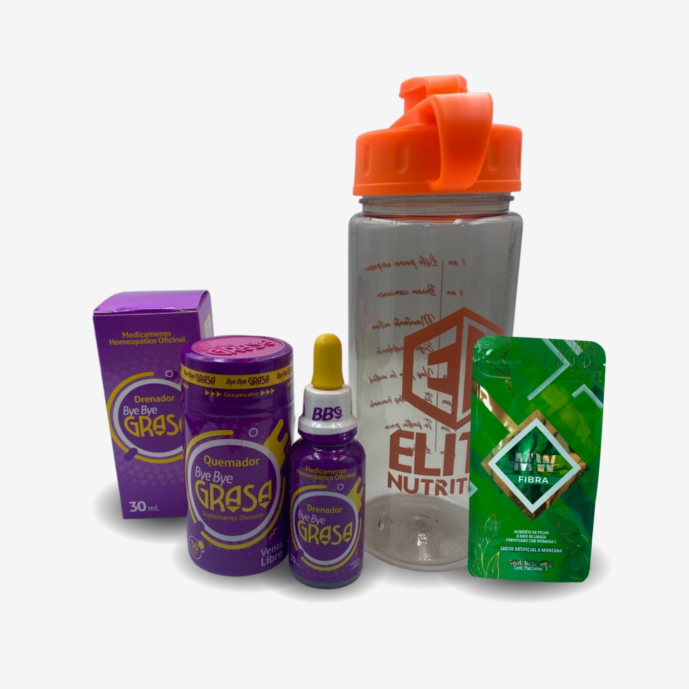 QUEMADOR BYE BYE GRASA + DRENADOR + GRATIS TERMO Y SACHET