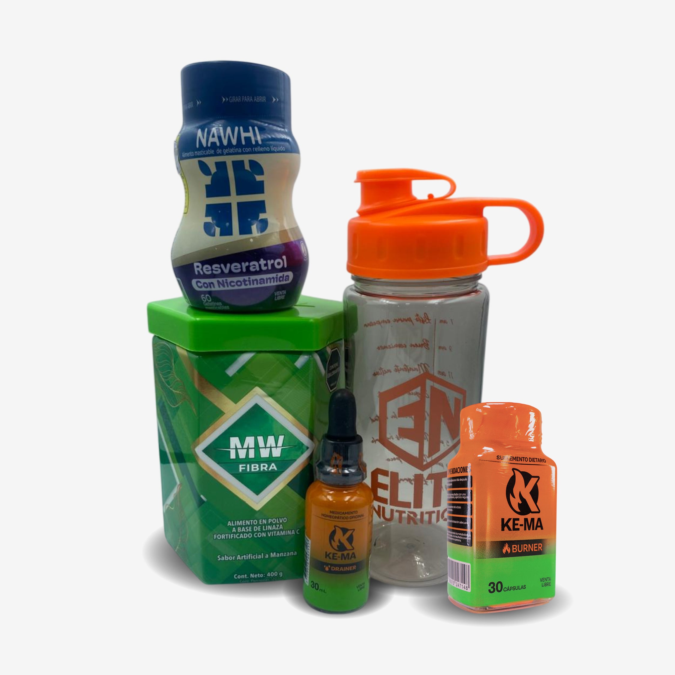 QUEMADOR KE-MA + DRENADOR + FIBRA + GRATIS TERMO Y RESVERATROL